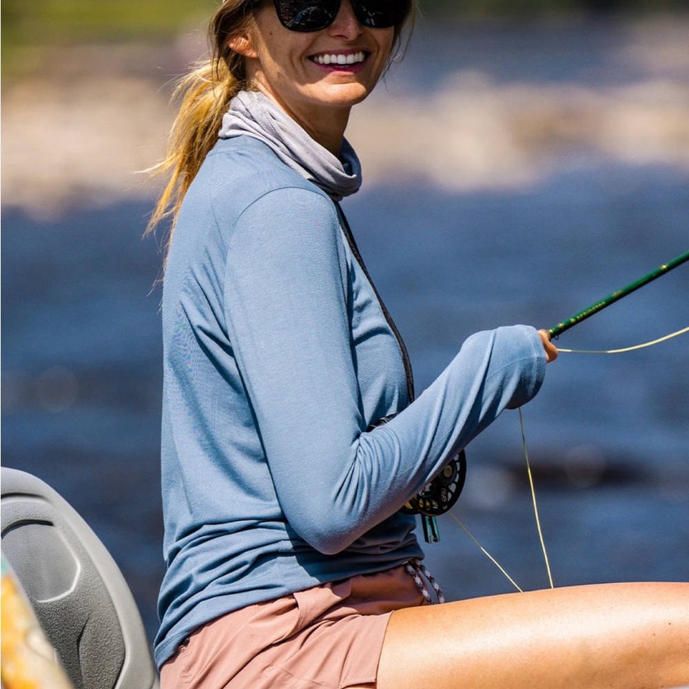 Women's Freefly bamboo Long Sleeve Top in Blue